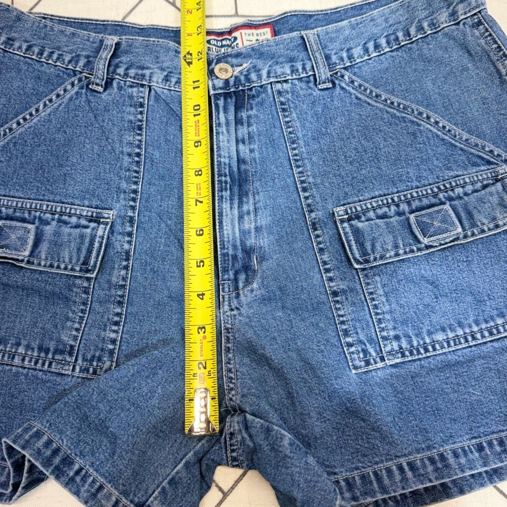 Old Navy Cargo Denim‎ Shorts 34 Blue Vintage Y2K Utility High Rise Medium Wash - Picture 4 of 6